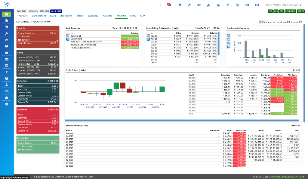 Krisp ERP (Proprietary)